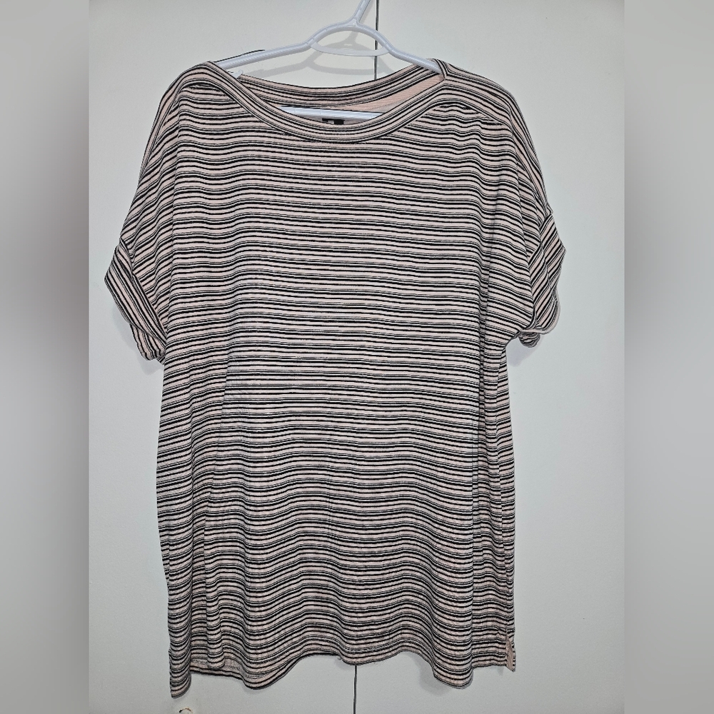 Talbots Women's Black and Peach Sriped Short Sleeve‎ Tee Size 3X